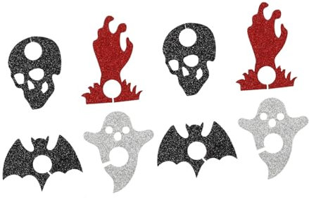 TOPBATHY 1 Satz Halloween Tischdekorationen Der Ring Biergläser Bierkrüge Rotweingläser Glasmarker Erkenner Halloween Party Glasring Party Becher Dekoration Schwarz Vlies 8 Stück