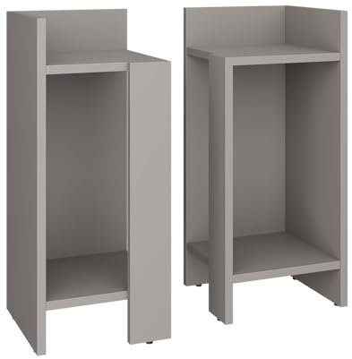 Vicco Nachttisch Lenar, Nachtkommode, Greige, 27 x 60 cm 2er-Set