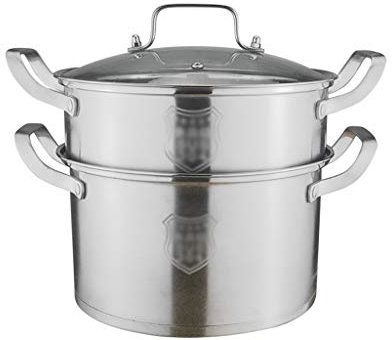 Stainless Steel Couscous Maker with 2 Level Induction Steamer rt Small 6.3L Pot for Cooking and Steaming Rack Holder Included 26 * 26 * 23.4Cm