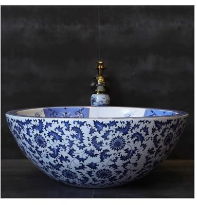 asdchZen Aufsatzwaschbecken, Seladon-Kunstwaschbecken, Rundes Handwaschbecken,A