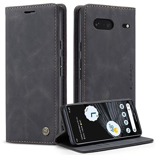 Monweicz Handyhülle für Google Pixel 7 Hülle Premium Lederhülle Klappbar Flip Case Tasche Magnet Kartenfach Standfunktion Klapphülle Schutzhülle für Google Pixel 7 - Schwarz