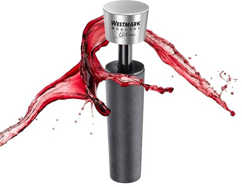 Westmark Wein Vakuumpumpe Savio Monopol Edition – Weinflaschenverschluss mit Vakuum-Effekt zur längeren Frische – Silber-Schwarz, 8,7 cm