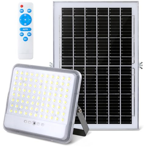 Lumini solari inondazioni all'aperto impermeabile, 10000Mah solare alimentato all'aperto luce stradale, tramonto all'alba sicurezza illuminazione commerciale con cavo remoto 16.4FT per cortile