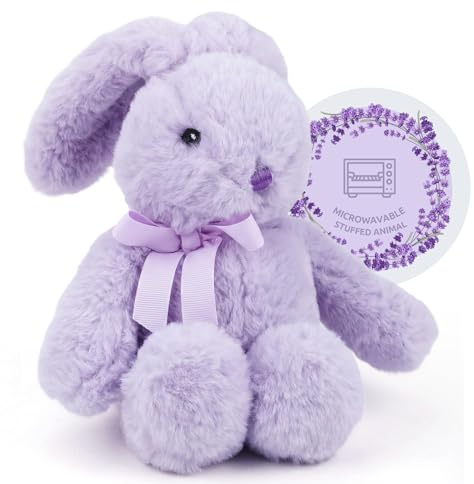Microwavable Lavendel Hase, Wärmbares & Kühlbares Weighted Kuscheltier mit Keramikperlen, weiches Plüschfell, Duftender Begleiter für Relaxation, Handwärmer Geschenk für Erwachsene 18+, 18 cm