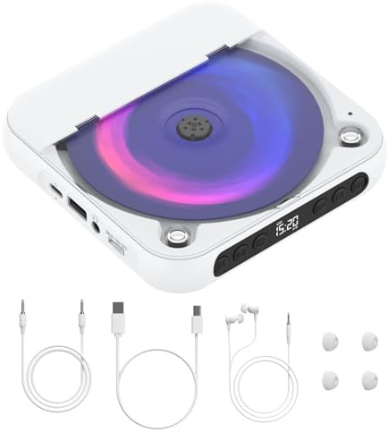 CD Player for Car,MONODEAL External Portable Car CD Players with AUX Cable/BT TX/HiFi Speakers,Bluetooth 5.3,Universal USB CD Player for Vehicle,Laptop,TV,Computer,for Android 4.4 and Above Navigation