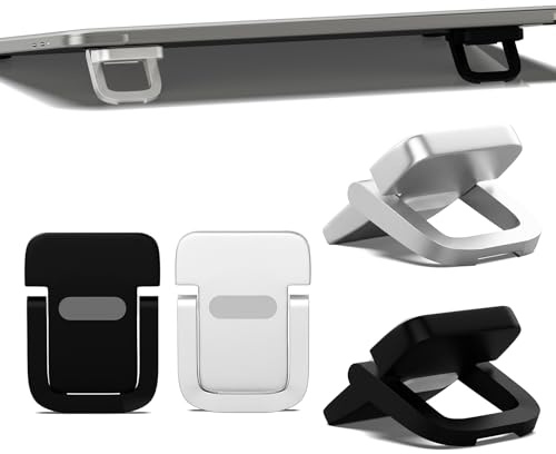 4-Piece Portable Keyboard Riser Set, 2 Black & 2 Silver Adjustable Laptop Keyboard Stand with 2 Angle Settings and Self-Adhesive Foldable Feet, Mini Foldable Laptop Stand Riser Lift for Most Keyboards