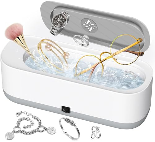 Ultrasonic Cleaner Jewelry Cleaner Machine 45KHz Professional Sonic Cleaner for Jewellery, Glasses, Retainer, Denture, Silver, Gold, Rings, Earrings