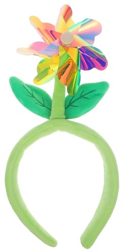 CATIEBYE Cute Material Green Flower, and Women Windmill Headband for Girls Wear Comfortable Cloth Easy to Take, Hair Accessory for Daily Decor
