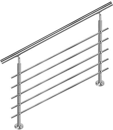 HENGMEI 100cm Treppengeländer Edelstahl-Handlauf Geländer Geländerstäben Terrassengeländer Bausatz Treppen (100cm, 5 Querstreben)
