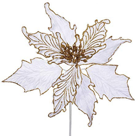 Kurt S. Adler Weihnachtsstern, Samt, Weiß/Gold, Mehrfarbig