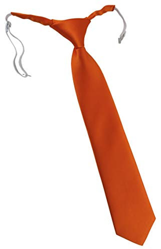 TigerTie Designer Security Sicherheits Krawatte in orange einfarbig Uni - vorgebunden mit Gummizug in weiß