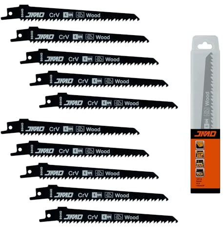 JMD 10 Pezzi S644D Lame per Sega a Gattuccio Legno 152mm 6TPI Lame Seghetto a Gattuccio per Legno Compatibile con Bosch ecc