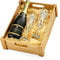'Mr & Mrs' Engraved Flutes in Wooden Crate With Champagne