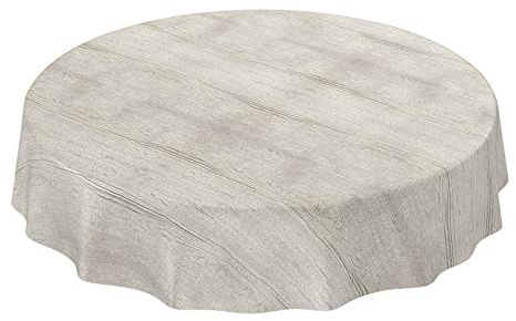 ANRO Wachstuch Tischdecke abwaschbar Wachstuchtischdecke Wachstischdecke Holz Grau Rund 140cm