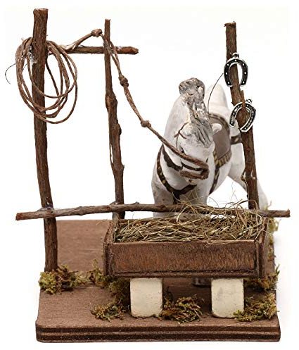 Holyart Pferd mit Futterkrippe 10cm neapolitanische Krippe