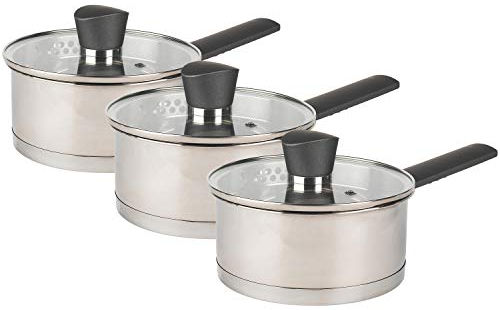Russell Hobbs COMBO-6511 Saucepan Set, Excellence Collection Cooking Pots, Stainless Steel, Induction Casserole Pot Set, Pouring Lip, Ideal for Soups & Sauces, Mirror Polished Finish