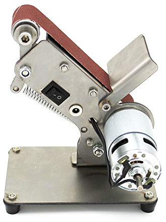 OUKANING 300W Verstellbarer Bandschleifer mit 10 Stück Schleifbändern,7 Gänge,1000-9000 U/min DIY Poliermaschine Schleifmaschine Elektroschleifer Schleifen & polieren