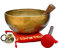 Ajuny Himalaya-Klangschale mit Klangheilung, Meditation, handgehämmert, einfarbig, goldfarben, Bengalischalen mit Kissen, Schlägel und Trommelstöcken, Durchmesser 21,5 cm