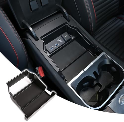 DIYUCAR Für LR Discovery Sport 2020–2024 Auto-Styling Kunststoff Innenzentralkonsole Multifunktions-Armlehne Aufbewahrungsbox Halter Organizer Tablett mit rutschfester Matte Zubehör