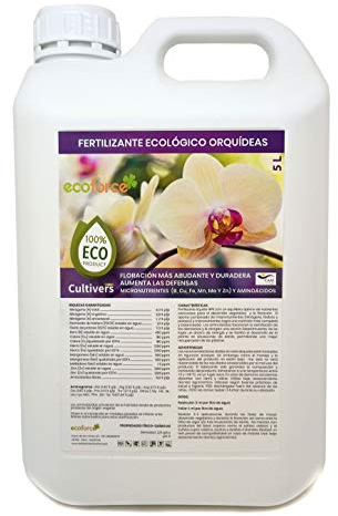 CULTIVERS Fertilizante Ecológico Orquídeas Líquido. Crecimiento Saludable, Mayor Floración e Intensifica el Color. con Macronutrientes y Micronutrientes. Abono 100% Orgánico y Natural. (5 L)