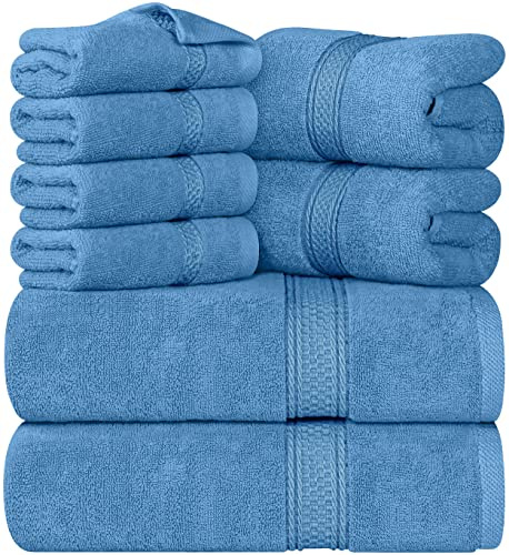 Utopia Towels 64 Piece Towel Set, 100% Cotton, Electric Blue
