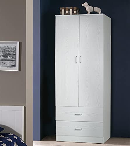 Dmora 2-türiger Kleiderschrank mit Kleiderstange, Schlafzimmerschrank, Geräumige moderne Möbel, Made in Italy, 80x52h190 cm, Farbe Eiche gebleicht