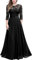 MIUSOL Women's Retro Floral Lace 3/4 Sleeve Wedding Bridesmaid Maxi Dress (XX-Large, Black)