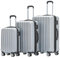 BEIBYE TSA-Schloß 2080 Zwillingsrollen 3 TLG. Reisekofferset Koffer Kofferset Trolley Trolleys Hartschale (Silber)