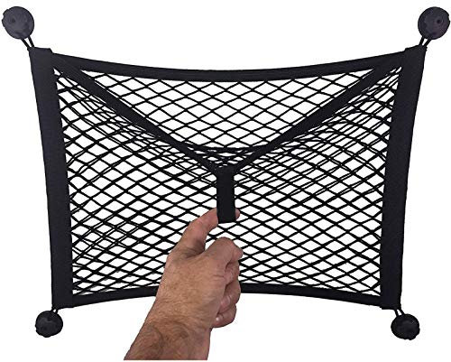 Car Storage Net, Car Cargo Rear Trunk Seat Net Elastic Mesh Bag Storage Organizer Pocket for Motorhomes, Caravans, Boats, Yacht, 35X25cm (Small)