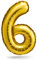 BALINCO Zahlenballon, Gold, 40cm, Geburtstagsdeko, Kindergeburtsag Deko, Jubiläum, Geschenk (Zahl 6)