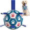 HETOO Interactive Dog Football Toys with Grab Tabs, Durable Dog Water Balls for Small Medium Breed, Indoor & Outdoor Blue White (8 Inch)
