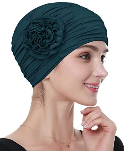 Alnorm Foulard Chimio en Bambou pour la Perte de Cheveux des Femmes Bonnet pré-noué Vert foncé