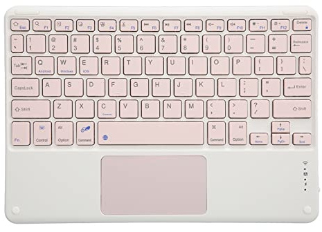 PUSOKEI Tastiera Bluetooth Wireless Ultrasottile con Touchpad Integrato, Tastiera Ricaricabile Portatile Leggera Ed Ergonomica Silenziosa, per Smartphone, Tablet, Laptop(Rosa)