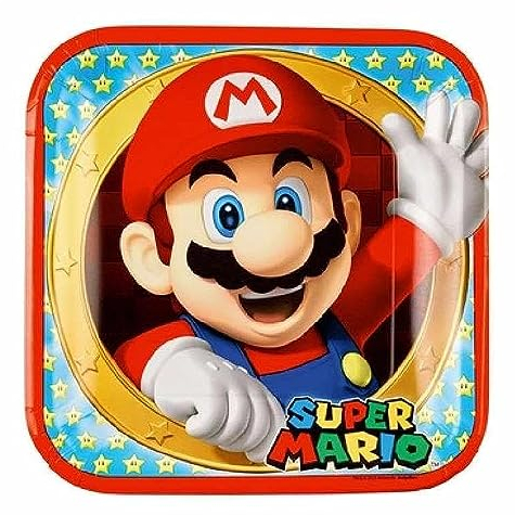 amscan Juego de 52 Piezas para Fiesta de Super Mario – Platos, Vasos, servilletas para 16 niños, 23 Centimeters (9901535-66)