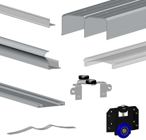 Kit SLID'UP 280 aluminium anodisé argent pour 2 portes de placard coulissantes 18 mm - rail 2 m - 50 kg