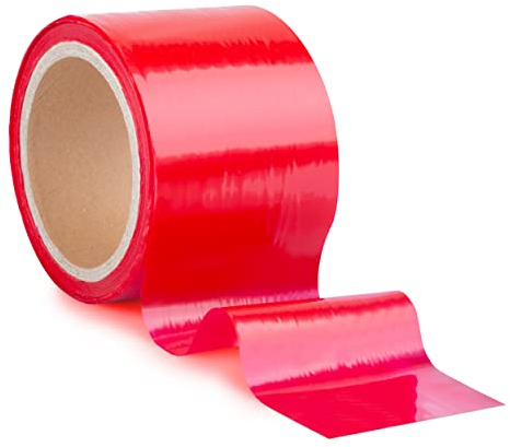 GRIP Eventbasics Flatterband farbig, 50 m x 70 mm, LDPE Folienband Stärke 50 µ, für Innen- und Außenbereich, Absperrband nicht klebend, Farbe rot
