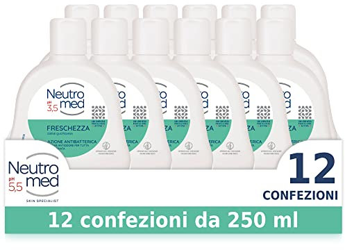 Neutromed, Detergente Intimo Freschezza con Complesso Protezione Attiva, Azione Antibatterica, Confezione da 12 flaconi da 250ml