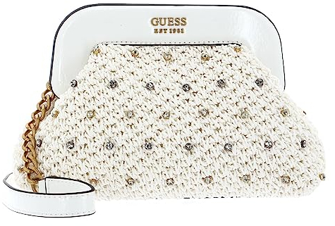 GUESS Women Sicilia Small Frame Clutch Bag, WHI