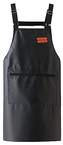 MWNAGO Wasserdichte Schürze, Lederschürze für Herren, Arbeitsschürzen mit einer großen Tasche, verstellbare Küchenschürze