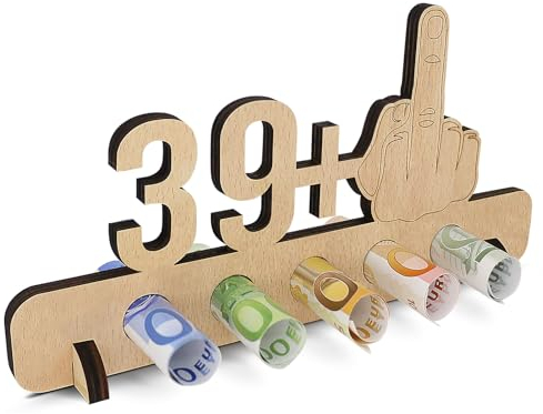 Sugeru Ausgefallenes Geldgeschenke 40. Geburtstag - 39 + 1 | Witzige Lustige Geldgeschenke Schild | Gästebuch Geschenk | Holz Deco für Jubiläum Freunde/Familie/Mann/Frauen Kreatives(40)