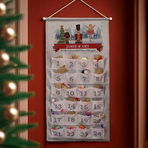 Personalised Christmas Nutcracker Advent Calendar In Silver Grey, Christmas Advent Calendar, Christmas Decoration, Countdown to Christmas