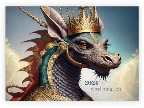 Kartenkaufrausch 2024 wird magisch - Neujahrskarten Grußkarten 2024 Neujahr Silvester mit Fantasy Drachen