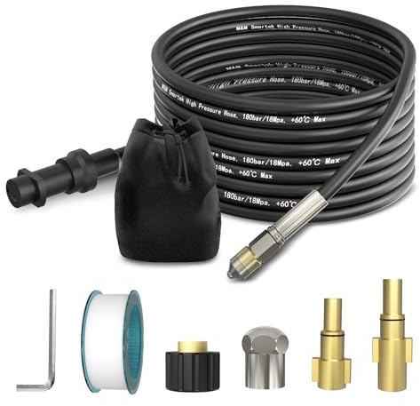 M&M Smartek - Set di tubi flessibili per la pulizia dei tubi di alta qualità, universale, per Kärcher, Lavor, Black & Decker, 30 m