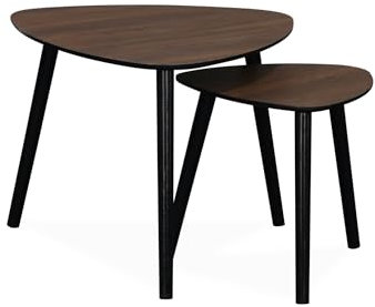 sweeek - Lot de 2 Tables gigognes Style scandinave en MDF décor Bois Coloris Noyer