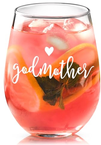 Joymaking Wine Glass Gift for Godmother, Godmother Gifts from Godson Godchild, Godmother Gifts for Birthday Mothers Day Christmas Easter, Godmother Proposal, Wine Glass for Godmother 17oz