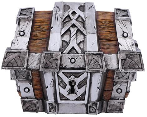 Nemesis Now World of Warcraft Silbergebundene Schatztruhe, 10,5 cm, Harz, Silber/Braun, offizielles World of Warcraft Merch, Schatztruhe, Gaming-Controller-Box