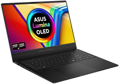 ASUS Vivobook S15 OLED M5506UA 15.6 3K 120Hz OLED Laptop (AMD Ryzen 9-8945H, 16GB RAM, 1TB PCIe SSD, UK Layout RGB Backlit Keyboard, Windows 11 Home)