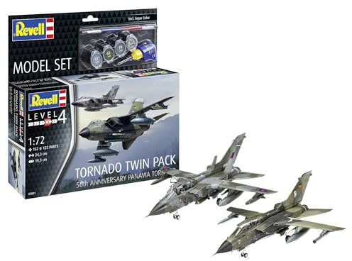 Revell 63801 Model Set Tornado Twin Pack 50th Anniversary 1:72 Scale Unbuilt/Unpainted Plastic Model Kit with Accessories