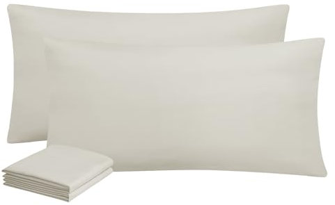 Aisbo Kissenbezug 40 x 80 2er Set - Kopfkissenbezug 40x80 Beige mit Reißverschluss aus Mikrofaser, ÖKO-TEX Kissenhülle 40x80cm, Weich und Bügelfrei