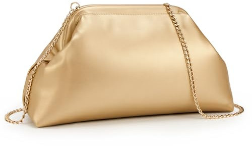 KALIDI Dumpling Crossbody Bag Soft Vegan Leather Evening Clutch for Women Wedding Purse Summer Soft Vegan Leather Handbag, Gold, Medium